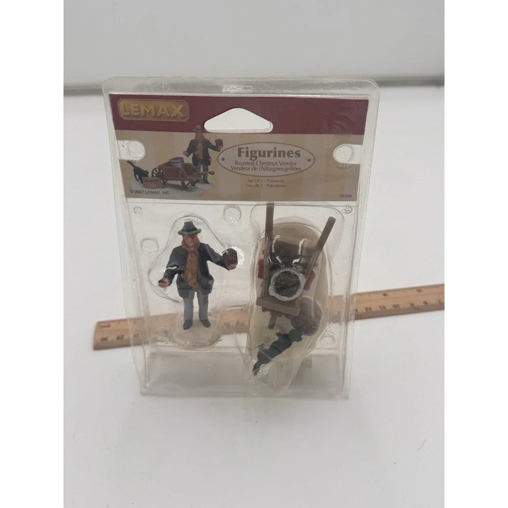 Lemax Roasted Chestnut Vendor & Cart Figurines 72399 2007 New Puppy‎ Dog
